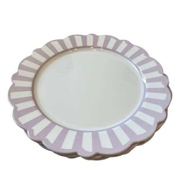 Lillian August Lavender & White Melamine Dinner Plates 11in Set of 4 New - Picture 9 of 10